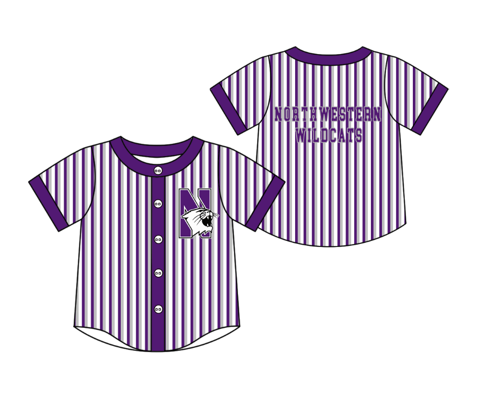 Custom moq 5 mix size milk silk summer teams Purple Striped Short-Sleeved Button-Down Shirt for Baby Boy Summer Outfit