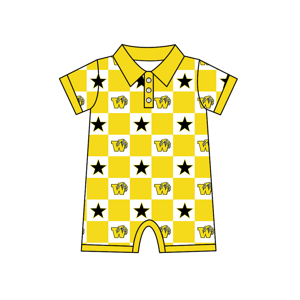Custom moq 5 mix size milk silk summer teams Checked Bows Yellow Baby Girl Sleeveless Top Skirt Short Set Dress And Shorts Yoga Outfit Boy's Top Shorts Set Romper