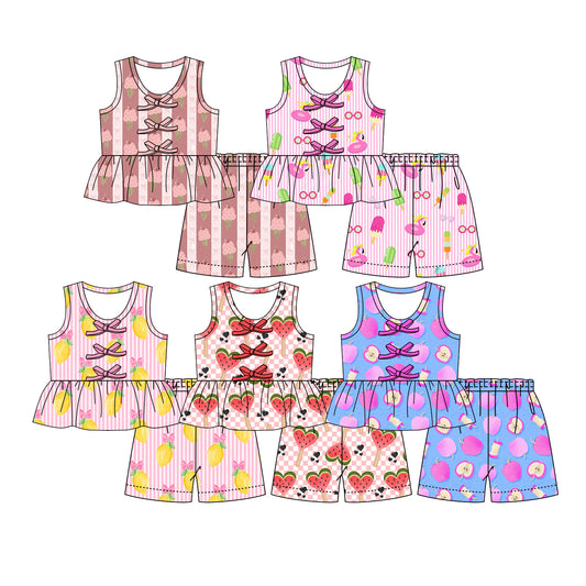3.13 Custom moq 5 mix size Sibling Kids Sleeveless Top And Shorts Set Summer Outfit