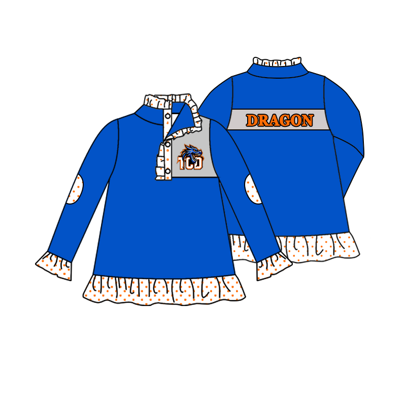 custom moq 5 mix size MSD071002 Baby Girls Long Sleeve Zip Front Pullover Casual Team Top