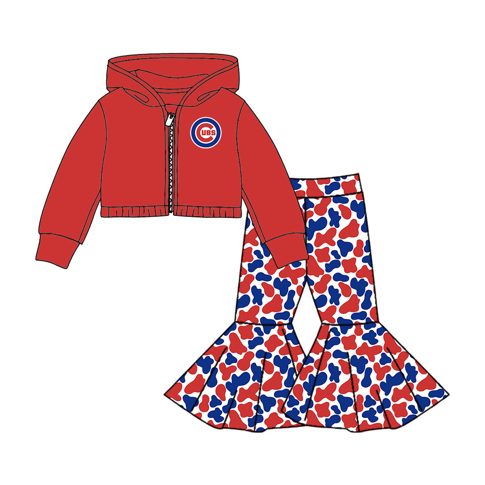 Custom moq 5 mix size milk silk summer teams baby girls clothes camouflage red hooded long sleeve pants sets 2 and boy pants sets and pant-25.8.8
