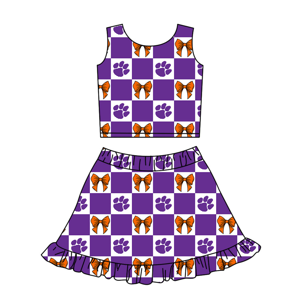 Custom moq 3 or 5 mix size milk silk summer teams baby girl clothes purple sleeveless skirts sets 3 and dresss and shorts-26.1.23