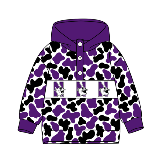 5-Custom moq 8 mix size milk silk summer team baby boy clothes camouflage purple hooded long sleeve top-25.10.9
