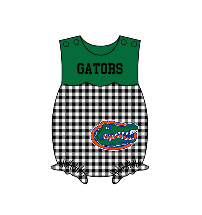 Custom moq 5 mix size milk silk summer teams baby girl boys clothes Green Black and white checkered short sleeve shorts sets 3 and dress and rompers 2 series