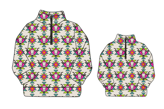 25.9.19 custom each style moq 8 eta 6-8week Sibling Sister cow head baby long sleeve top and adult top match design