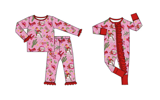 25.8.6 custom each style moq 5eta 4-6week Sibling Sister riding horse boots baby girl long sleeve pants sets and rompers match family design
