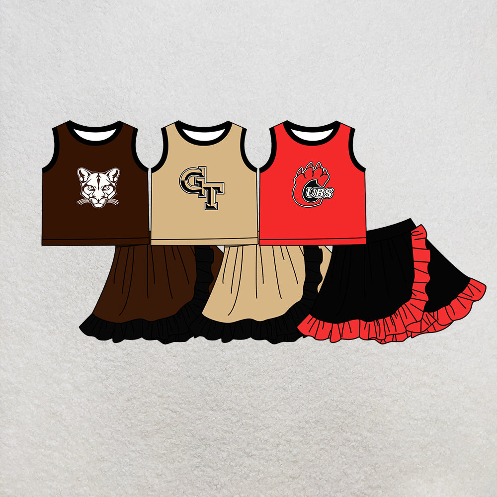 custom moq 5 mix size MSD072709 Baby Girls Sleeveless Top Skort Two Piece Yoga Active Clothes Set