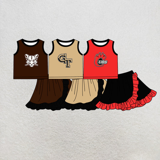 custom moq 5 mix size MSD072709 Baby Girls Sleeveless Top Skort Two Piece Yoga Active Clothes Set