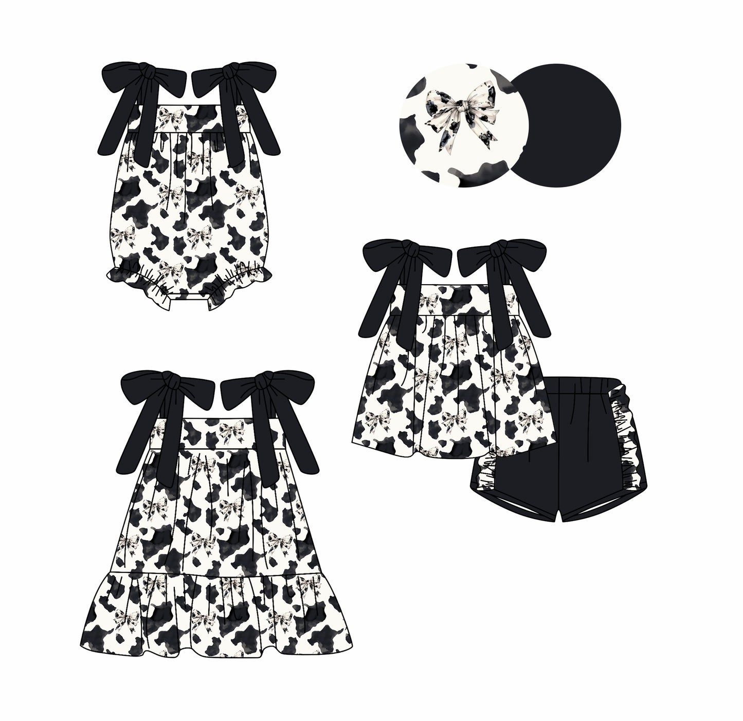 3.20 custom each style moq 5eta 4-6week Sibling Sisters bow baby girl short sleeve shorts sets and dress and rompers match family design