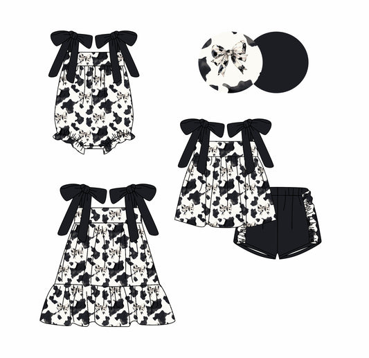 3.20 custom each style moq 5eta 4-6week Sibling Sisters bow baby girl short sleeve shorts sets and dress and rompers match family design
