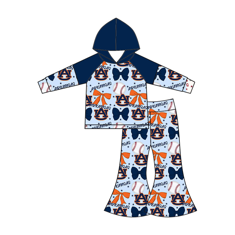 Custom moq 5 each style summer teams baby girls clothes team bow long sleeve hooded pants sets and dress and romper-25.6.13