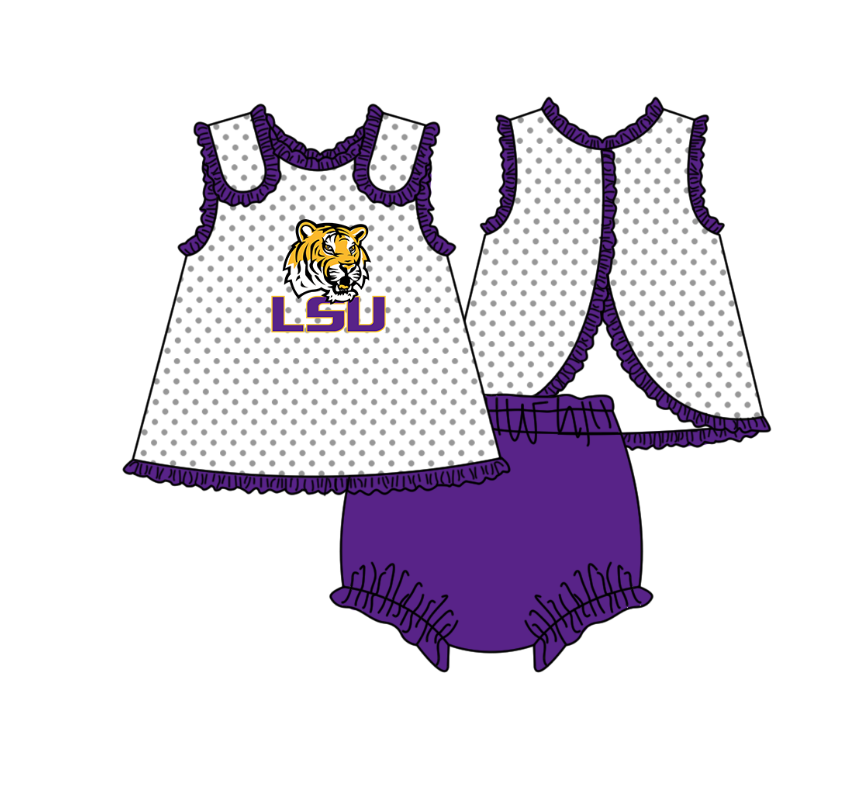 Custom moq 5 mix size milk silk summer teams Purple Polka Dot Baby Romper Set Short-Sleeved Thong Dress for Girls And Short-Sleeved Shorts for Boys Cute Baby Outfit Combination