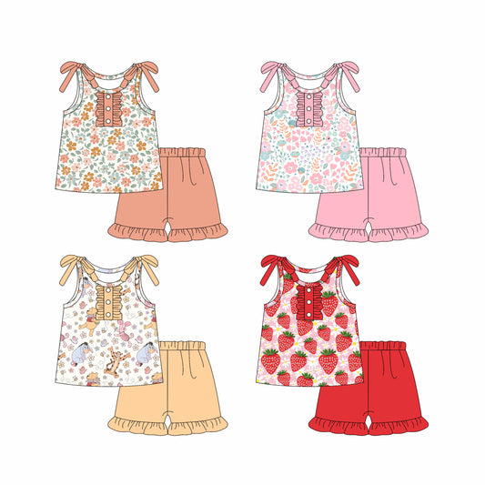 4.8 custom each style moq 5eta 4-6week Sibling Sister baby girls short sleeve set and set 4 match design