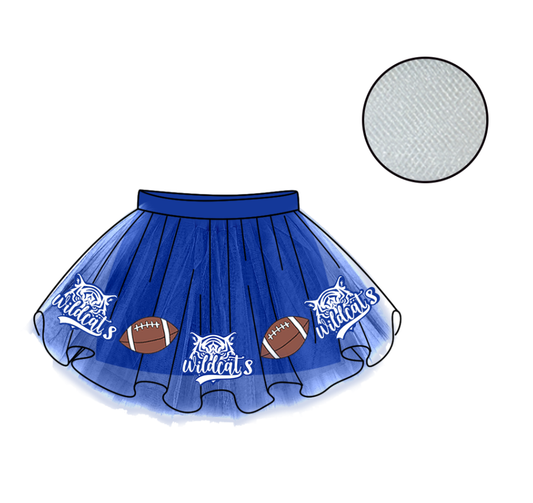 Custom moq 5 mix size milk silk summer teams Baby Girl's Blue Mesh Skirt Summer Outfit Team Clothing