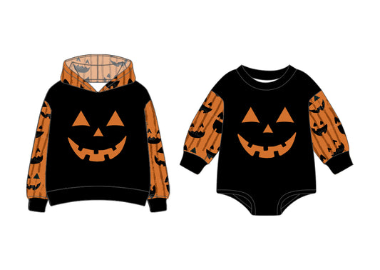 25.7.1 custom each style moq 5eta 4-6week Sibling Sisters Halloween baby boy long sleeve romper and top match family design