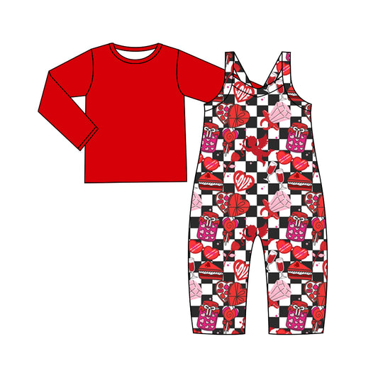 9.19 custom each style moq 5eta 4-6week baby girls clothes love red long sleeve suspender jumpsuits sets