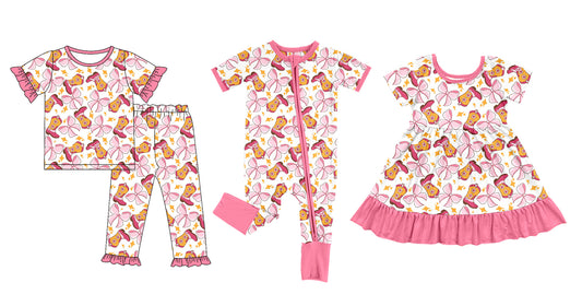 25.5.22 custom each style moq 5eta 4-6week Sibling Sisters boots bow baby girl short sleeve pants sets and dress and rompers match family design