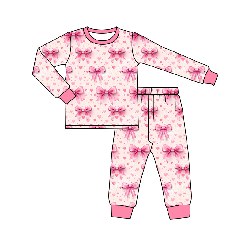 10.19 custom each style moq 5eta 4-6week Sibling bow pink baby girl sets and rompers match family design