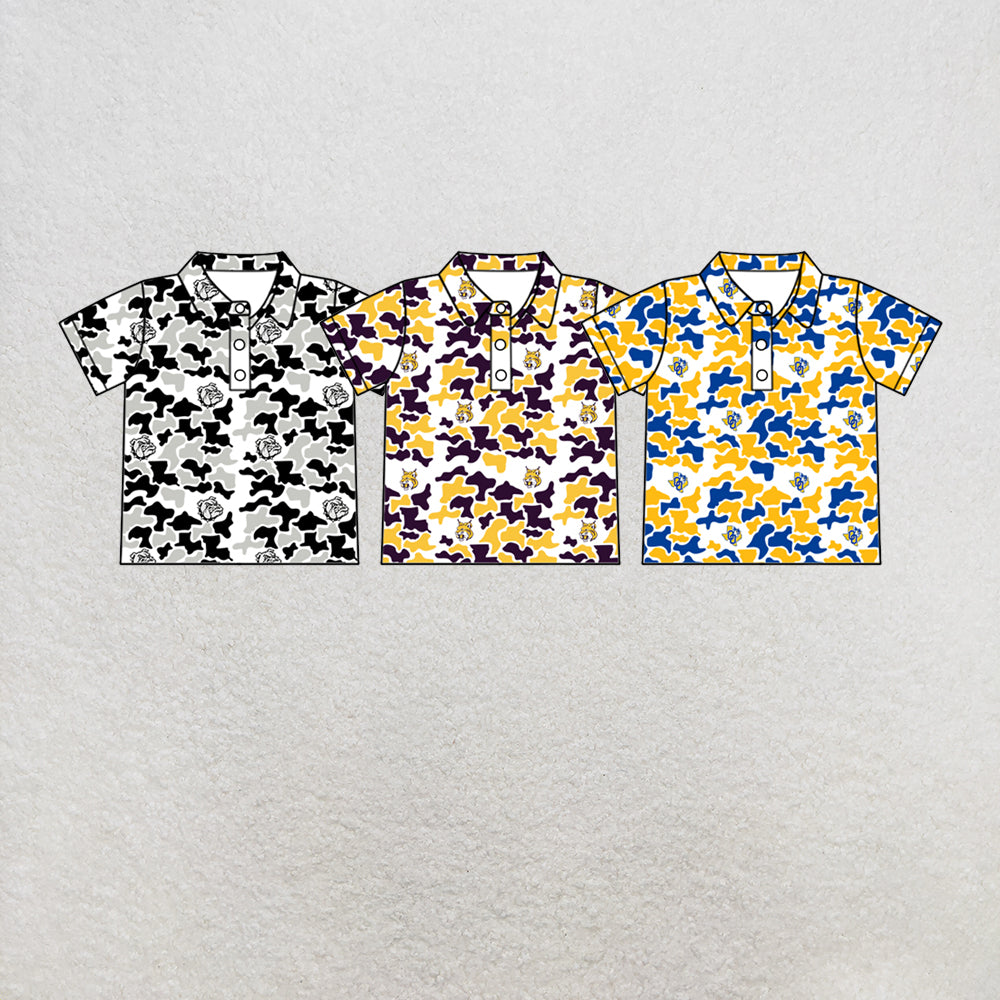 custom moq 5 mix size MSD073009 Baby Boys Camo Print Short Sleeve Polo Shirt Team Tops