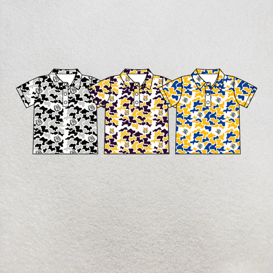 custom moq 5 mix size MSD073009 Baby Boys Camo Print Short Sleeve Polo Shirt Team Tops