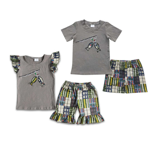 RTS NO MOQ Embroidery short-sleeved shorts suit & short-sleeved sets