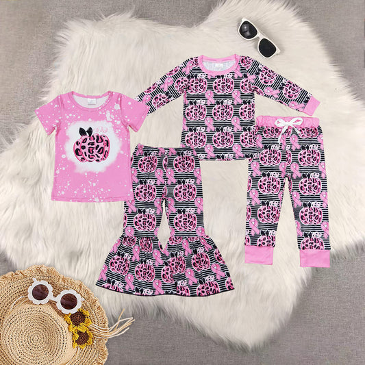 RTS NO MOQ Sibling Baby Girls halloween long sleeve and short Sleeve Pants Sets