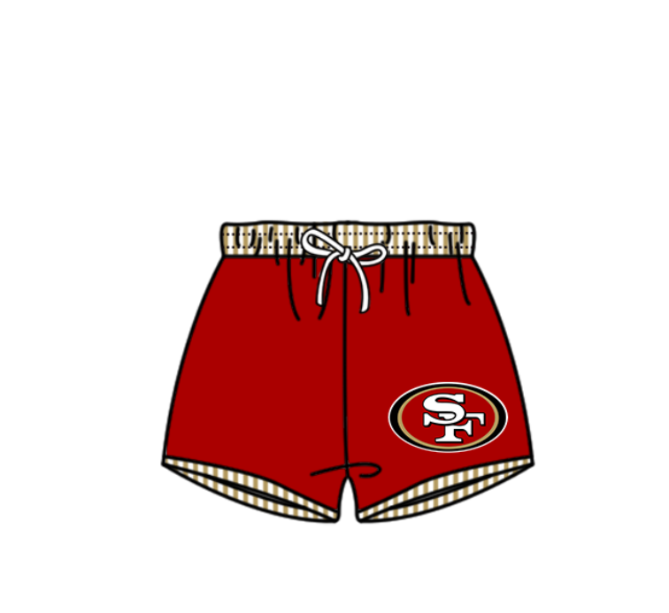 Custom moq 5 mix size milk silk summer teams baby girl boys clothes Red Two-Piece Swimsuit Set One Piece Swimsuits boy swim trunks
