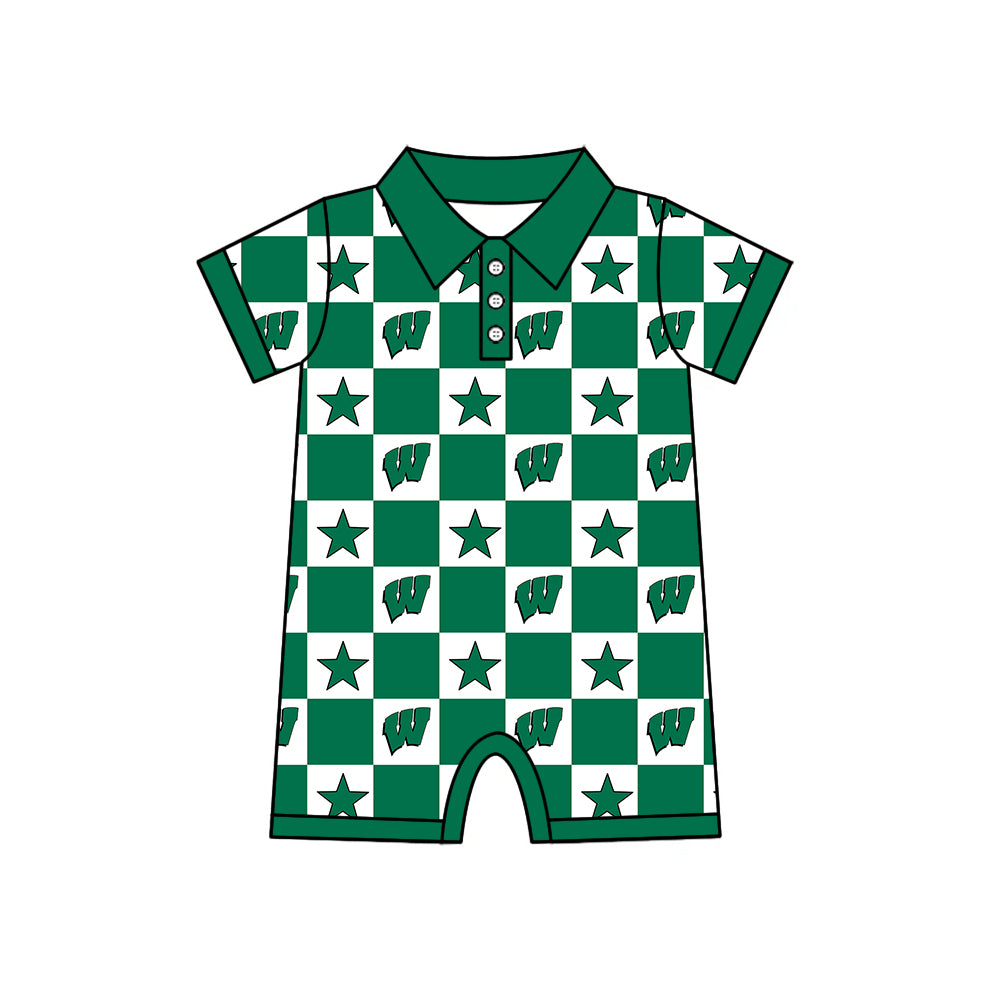 Custom moq 5 mix size milk silk summer teams Baby Girl Green Sleeveless Top Skirts Set Dress And Shorts Yoga Checked Outfit Boy's Checked Short-Sleeved Polo Shirt And Romper