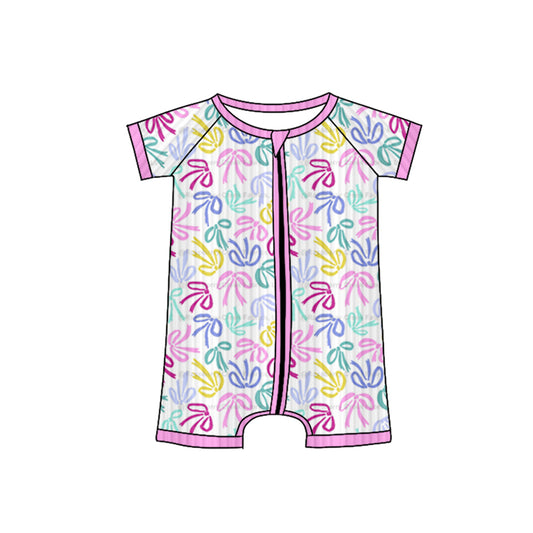 25.6.5 custom each style moq 5eta 4-6week Sibling Sisters bow baby girl short sleeve romper 1 and romper 2 match family design