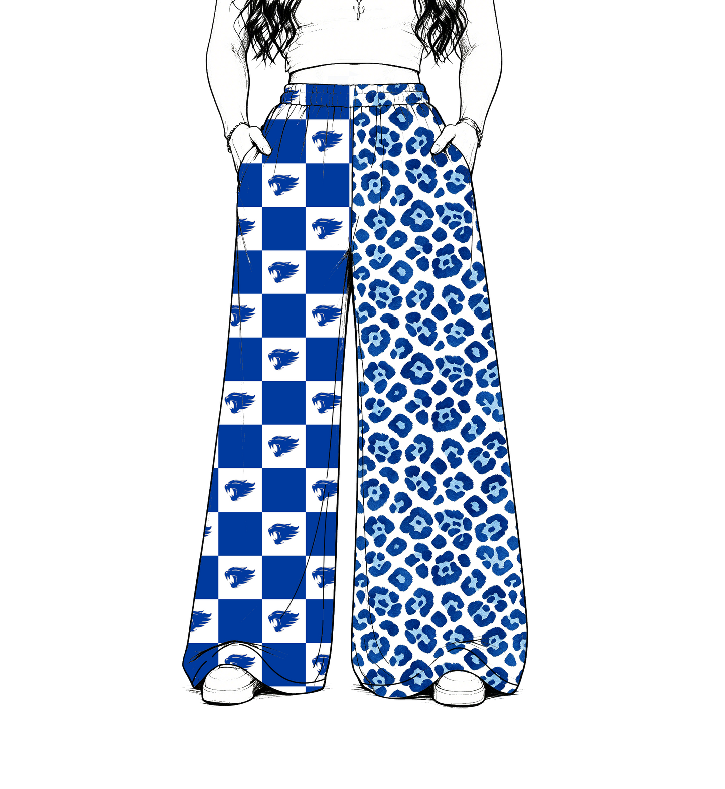 custom moq 5 mix size MSD072302 Baby Kids Team Leopard Checked Patchwork Long Pants Casual Bottom