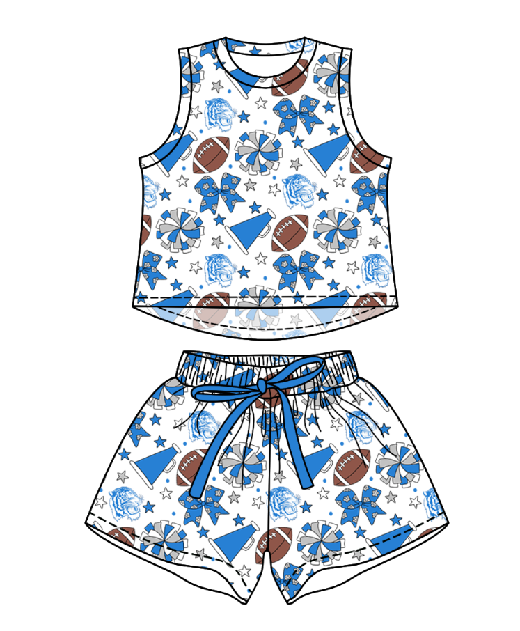 Custom moq 5 mix size milk silk summer teams Baby Girls Stars Bows Vests Top Short Yoga Active Clothes Set for Kids