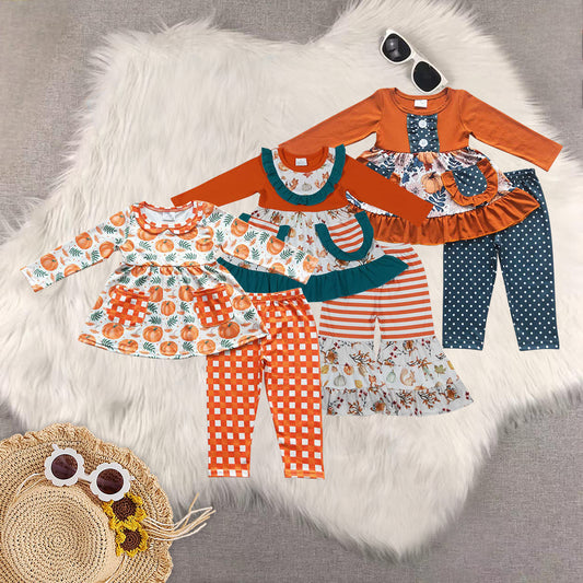 RTS NO MOQ Sibling Baby Girls Long Sleeve Pants Set