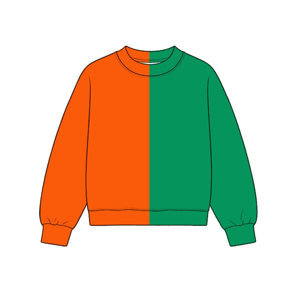 Custom moq 5 girls  Blank Cotton Orange + Forest Green Fabric Sweatshirt