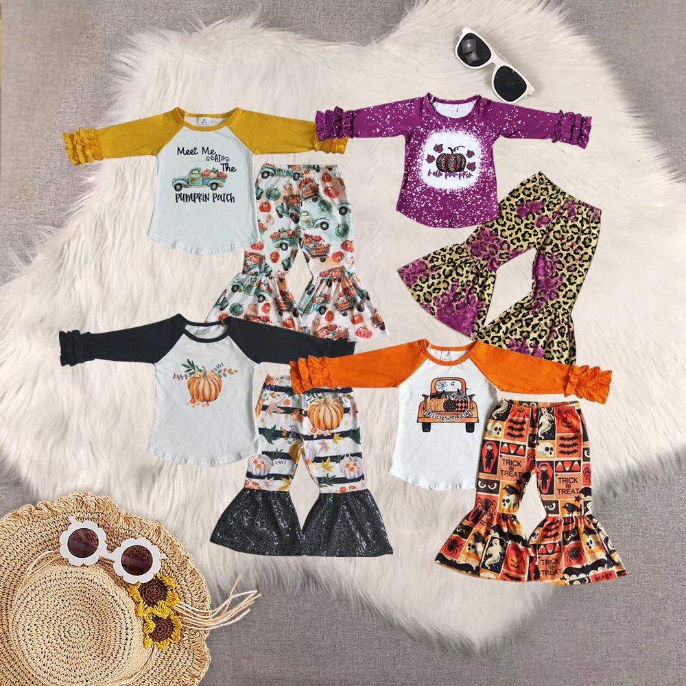 RTS Sibling baby girls clothes halloween long Sleeve pants sets