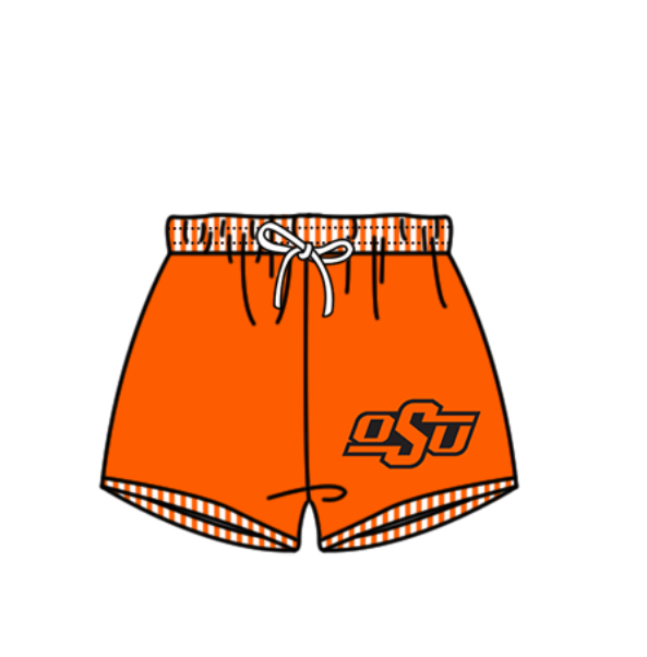 Custom moq 5 mix size milk silk summer teams baby girl boys clothes Orange Two-Piece Swimsuit Set One Piece Swimsuits boy swim trunks