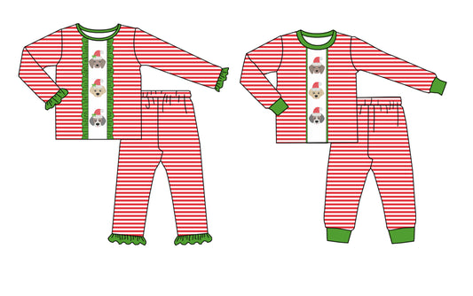 25.6.13 custom each style moq 5eta 4-6week Sibling Sisters Christmas baby girl long sleeve pants sets 1 and sets 2 match family design
