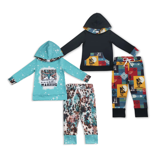 RTS NO MOQ Sibling baby boy clothes hooded long sleeve Clothes Set