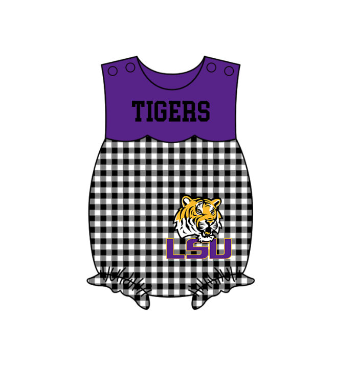 Custom moq 5 mix size milk silk summer teams baby girl boys clothes Purple Black and white checkered short sleeve shorts sets 3 and dress and rompers 2 series