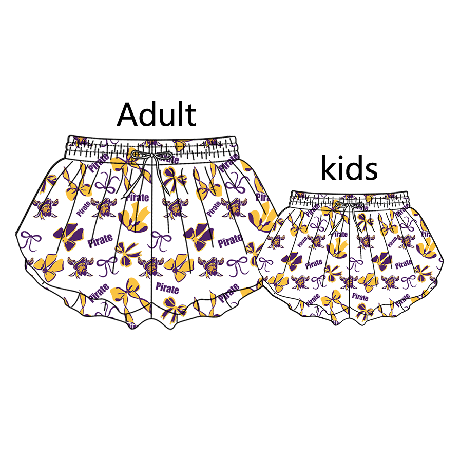 custom moq 5 mix size MSD072202 Kids And Adult Bows Print Yoga Shorts Active Team Bottoms