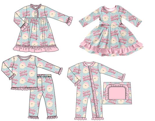 25.7.4 custom each style moq 5 eta 4-6week Sibling Sisters Christmas baby girl long sleeve pants sets and romper and dress 1 and dress 2 match family design
