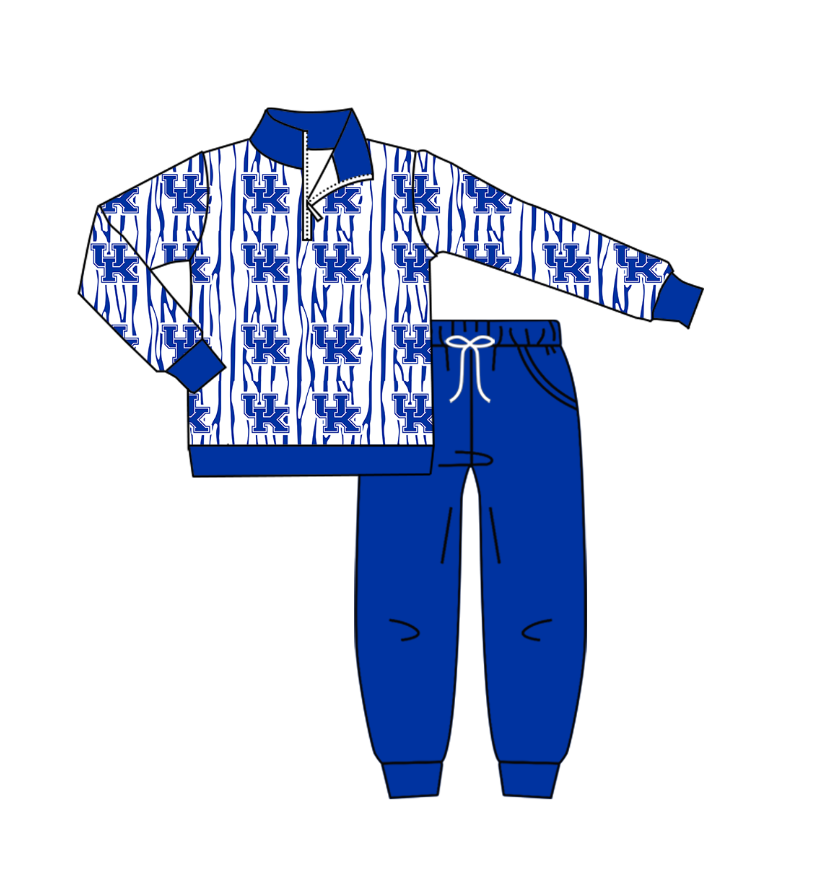 Custom moq 5 mix size milk silk summer teams baby girl boys clothes blue long sleeve pants sets 2-25.10.30