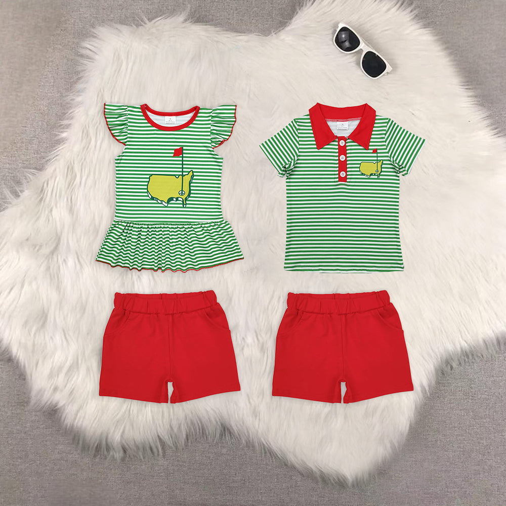 RTS Boys and girls embroidery Short Sleeve Shorts sets