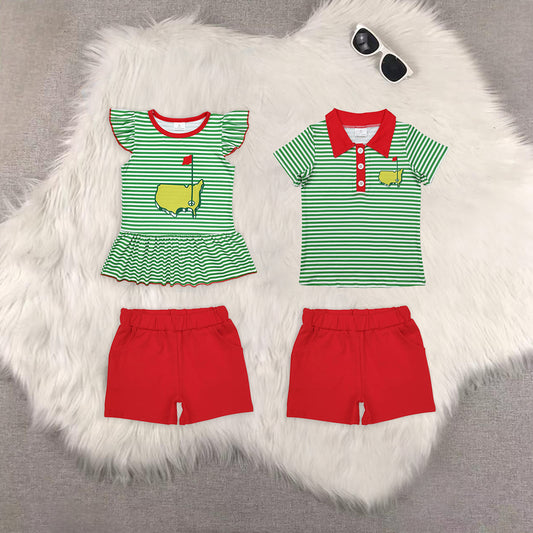 RTS Boys and girls embroidery Short Sleeve Shorts sets