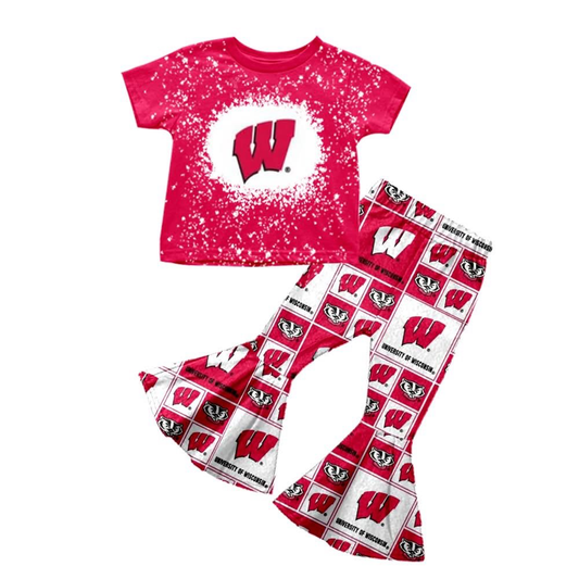 Custom moq 5 mix size milk silk eta 6-8weeks summer team red baby girls clothes team short sleeve pants sets-25.7.15