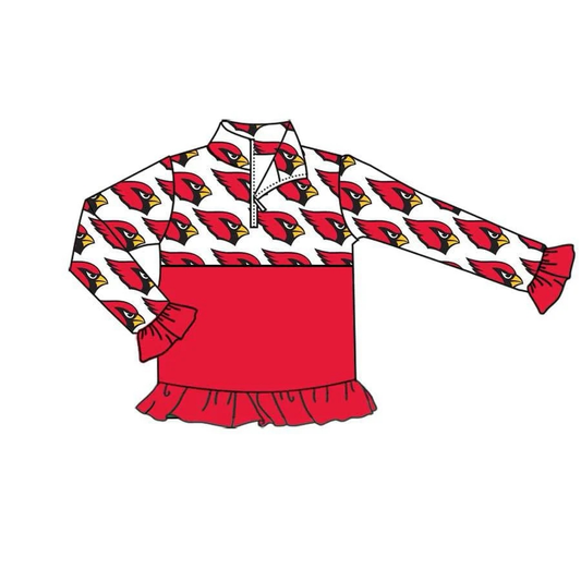 Custom moq 5 mix size milk silk baby girls clothes team red long sleeve top-25.8.1
