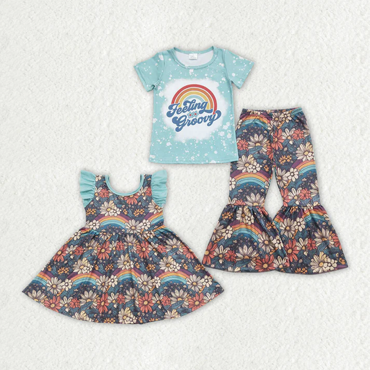 RTS NO MOQ floral short-sleeved dress and short-sleeved pants set