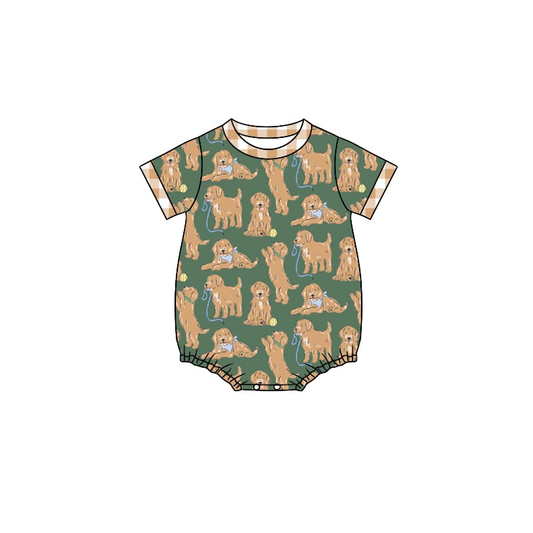 Custom moq 5 eta 6-7weeks baby  boys bubble dog romper