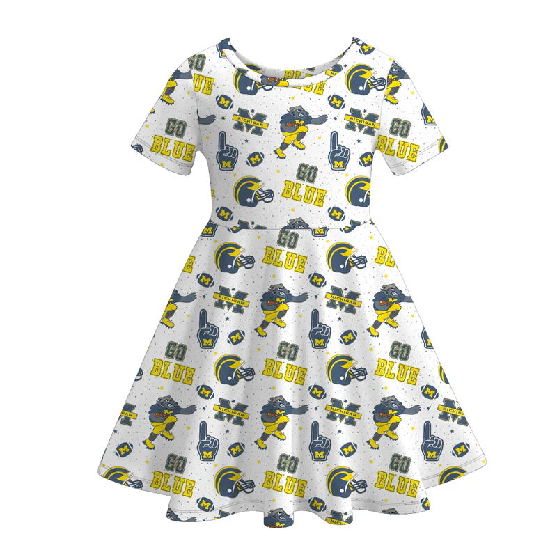 Custom moq 5 each style eta 6-7weeks milk silk baby girls team summer short sleeves dresses 6-25.7.16