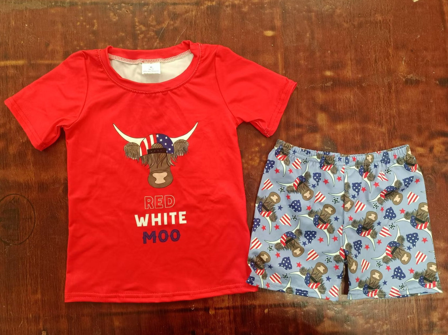 custom moq 5 eta 5weeks summer baby boys clothes alpine red short sleeve shorts Set