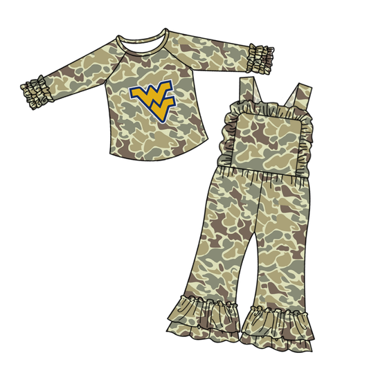 Custom moq 5 mix size milk silk summer teams baby girls clothes camouflage long sleeve top jumpsuit sets-25.9.9